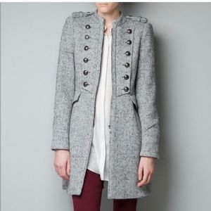 Zara Charcoal Buttoned Pea Coat